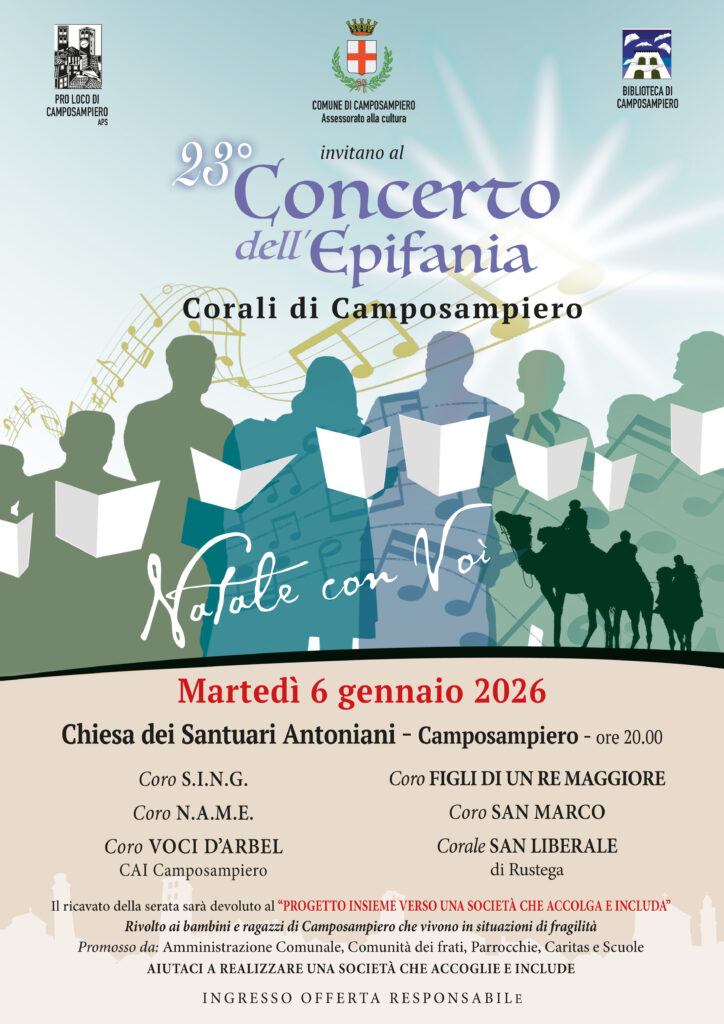 Locandina del Concerto dell’Epifania 2026 a Camposampiero ai Santuari Antoniani